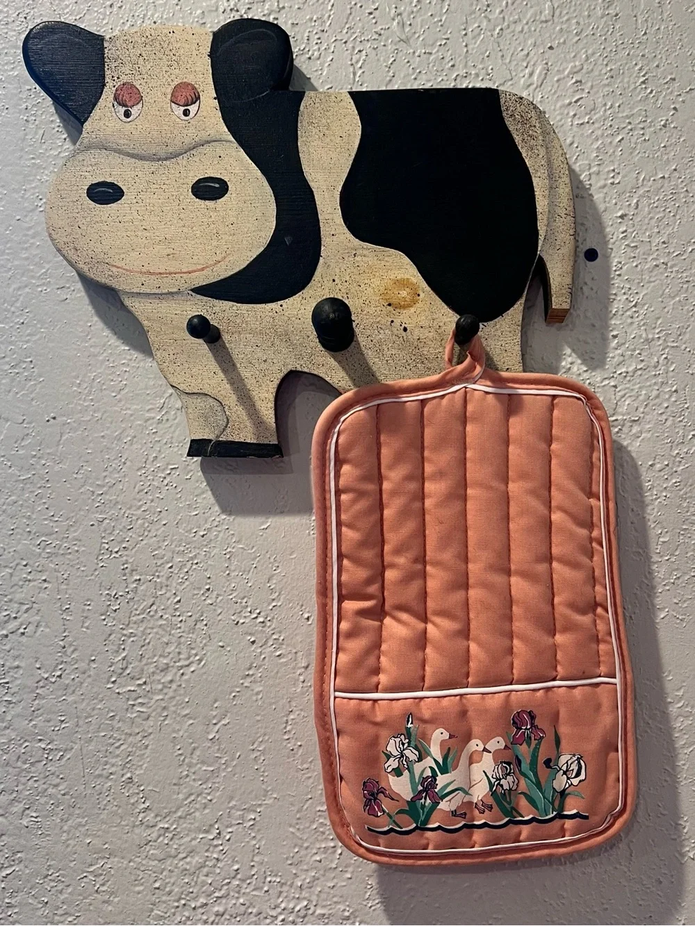 Hand Painted Wooden Cow Wall Peg Rack
